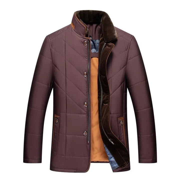Men's Quilted Winter Jacket - Warm & Functional - Red