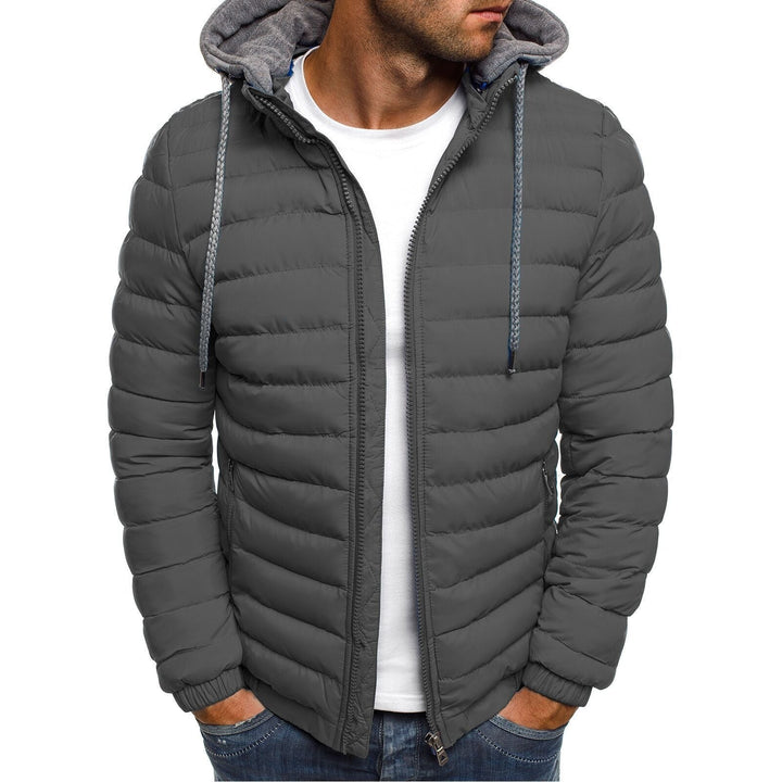Men's Quilted Winter Jacket - Windproof Puffer Coat - Grey