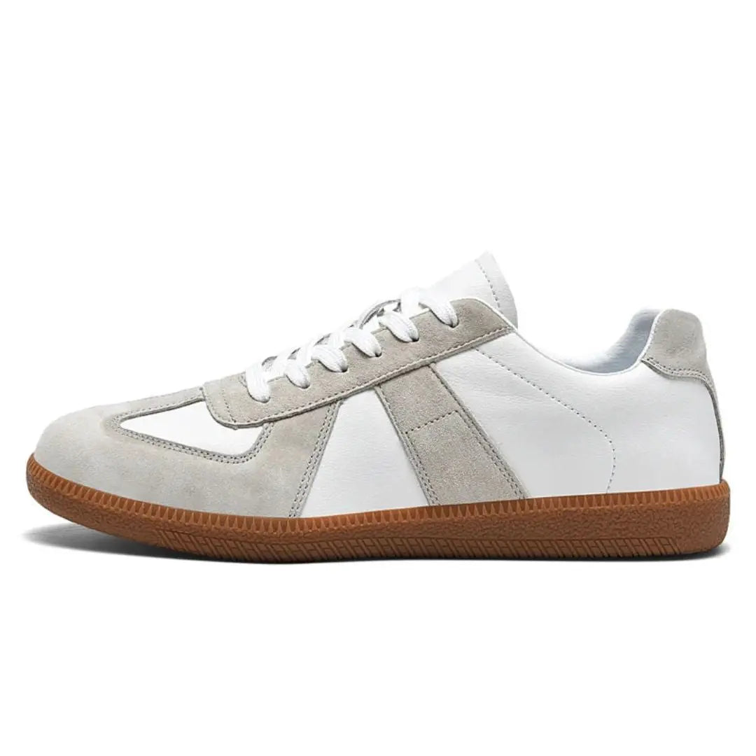 Men's Retro Low-Top Sneakers - Classic Straight Silhouette - White-Grey