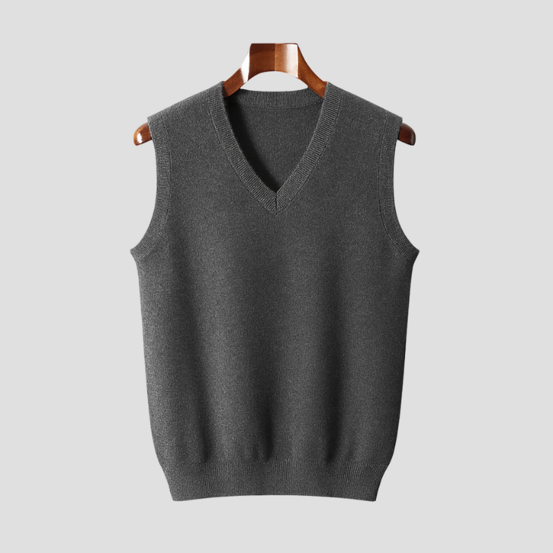 Men's Sleeveless V-Neck Sweater Vest - Classic Layering - Charcoal
