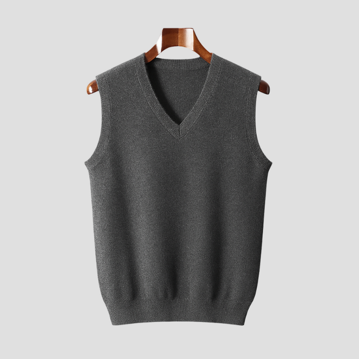 Men's Sleeveless V-Neck Sweater Vest - Classic Layering - Charcoal