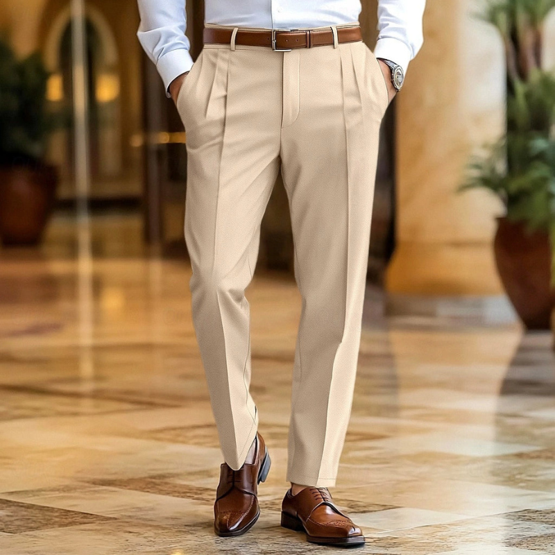 Men's Slim Fit Dress Pants - Classic Business Trousers - Khaki
