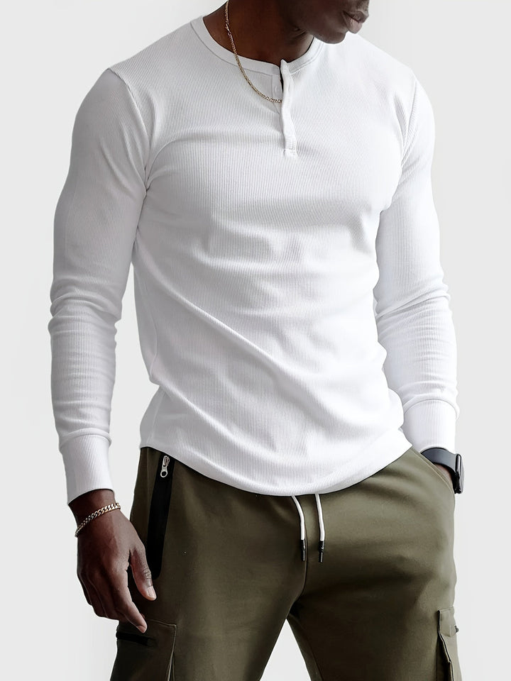 Men's Slim Fit Ribbed Shirt - Modern Casual