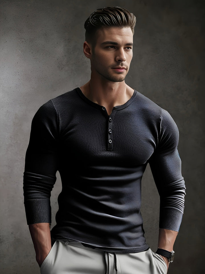Men's Slim Fit Ribbed Shirt - Modern Casual