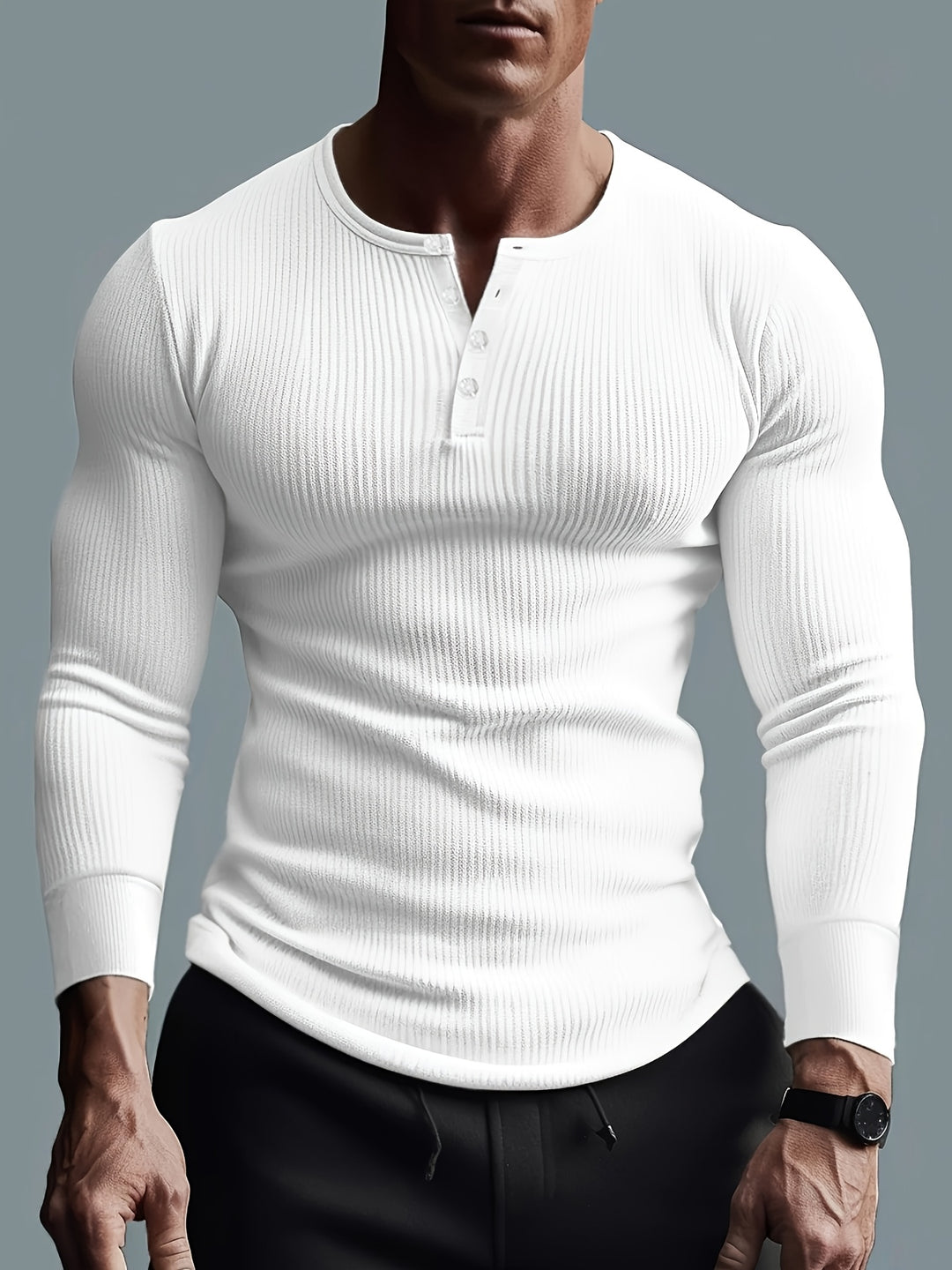 Men's Slim Fit Ribbed Shirt - Modern Casual - White