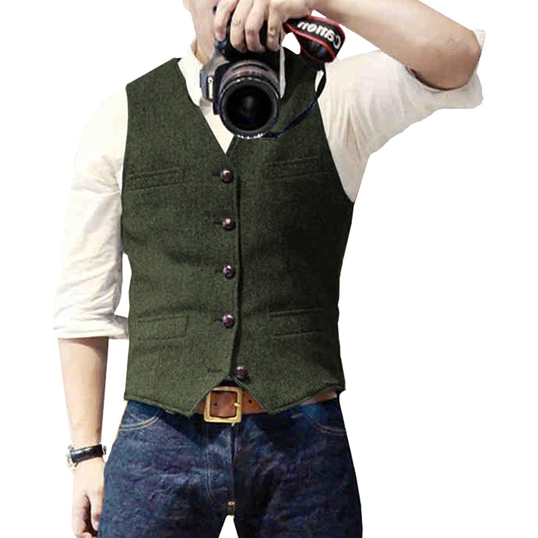 Men's Slim Fit Vest - Timeless Elegance - Green