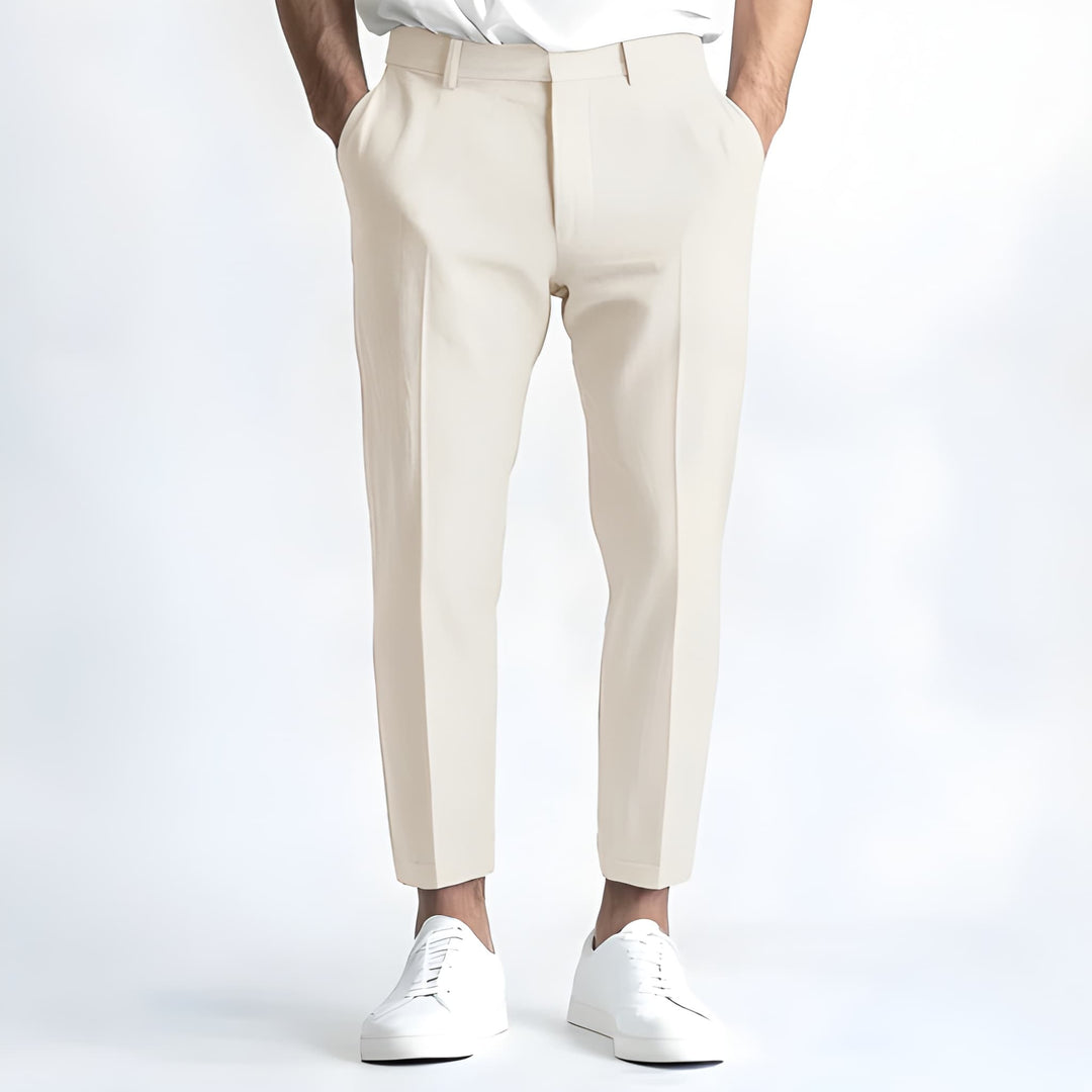 Men's Straight Fit Casual Pants - Modern Clean Look - Beige
