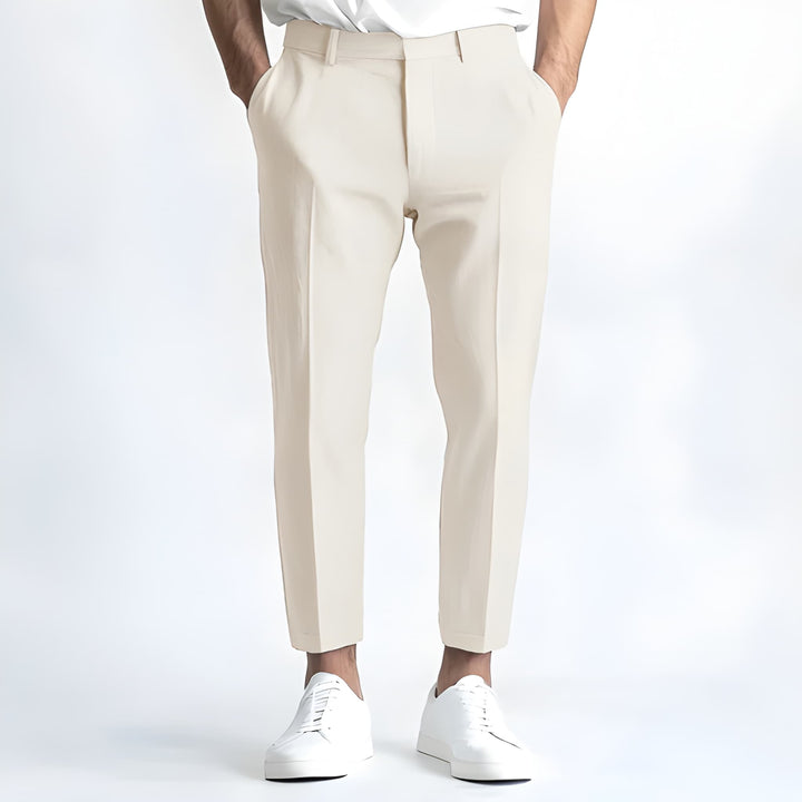 Men's Straight Fit Casual Pants - Modern Clean Look - Beige