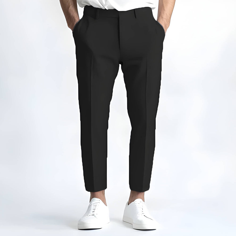 Men's Straight Fit Casual Pants - Modern Clean Look - Black