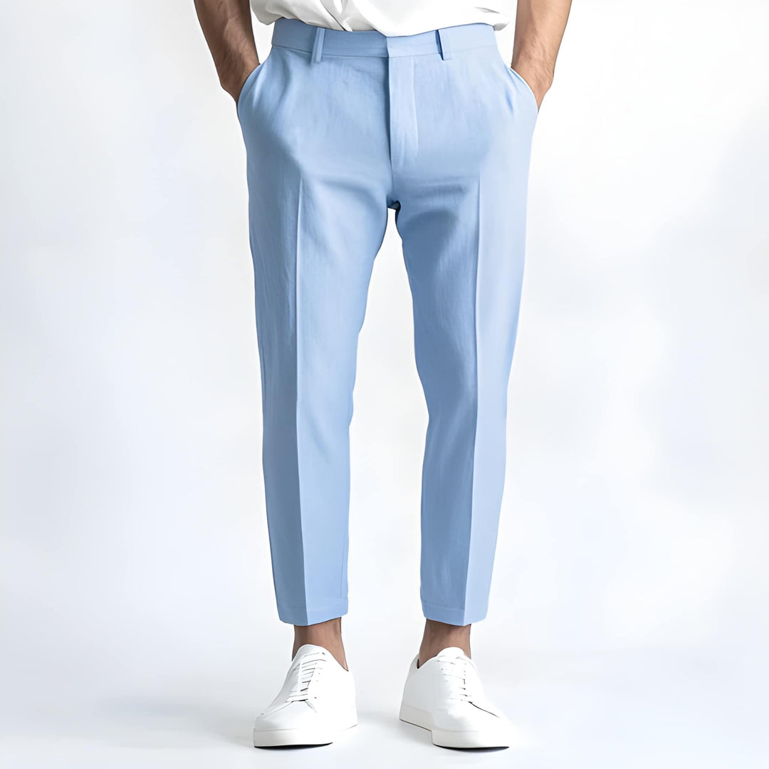 Men's Straight Fit Casual Pants - Modern Clean Look - Blue