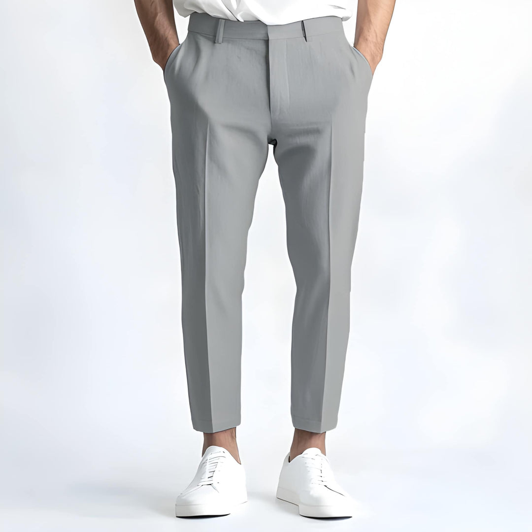 Men's Straight Fit Casual Pants - Modern Clean Look - Grey