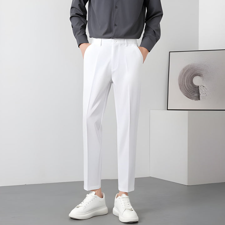 Men's Straight Fit Casual Pants - Modern Clean Look - White