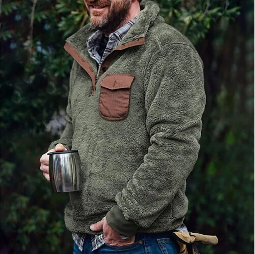 Men's Sweater with Collar - Casual Comfort - Green
