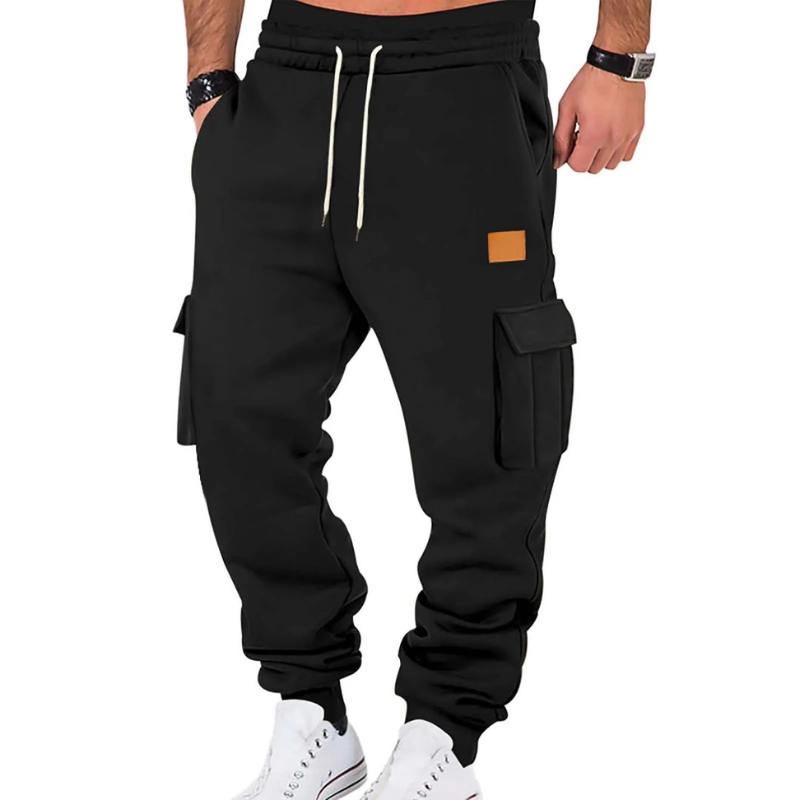 Men's Tapered Cargo Pants - Winter Casual - Black