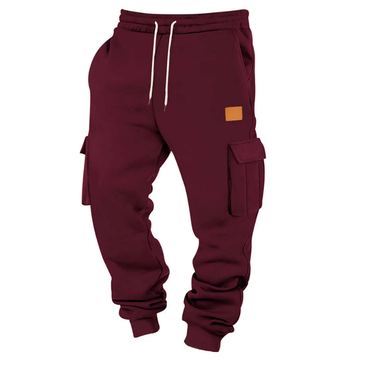 Men's Tapered Cargo Pants - Winter Casual - Burgundy
