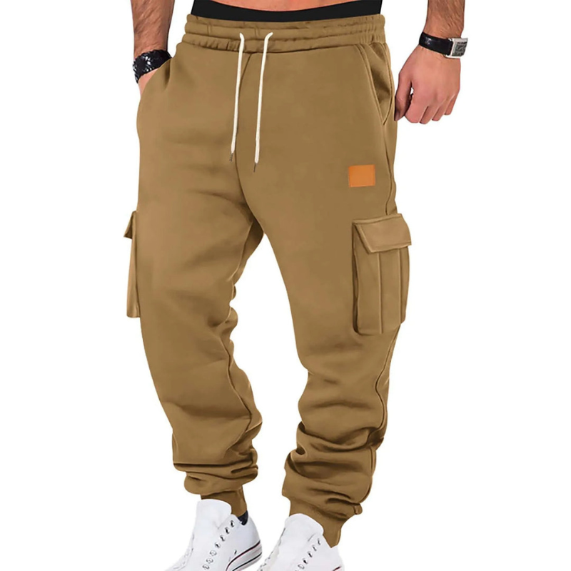 Men's Tapered Cargo Pants - Winter Casual - Camel