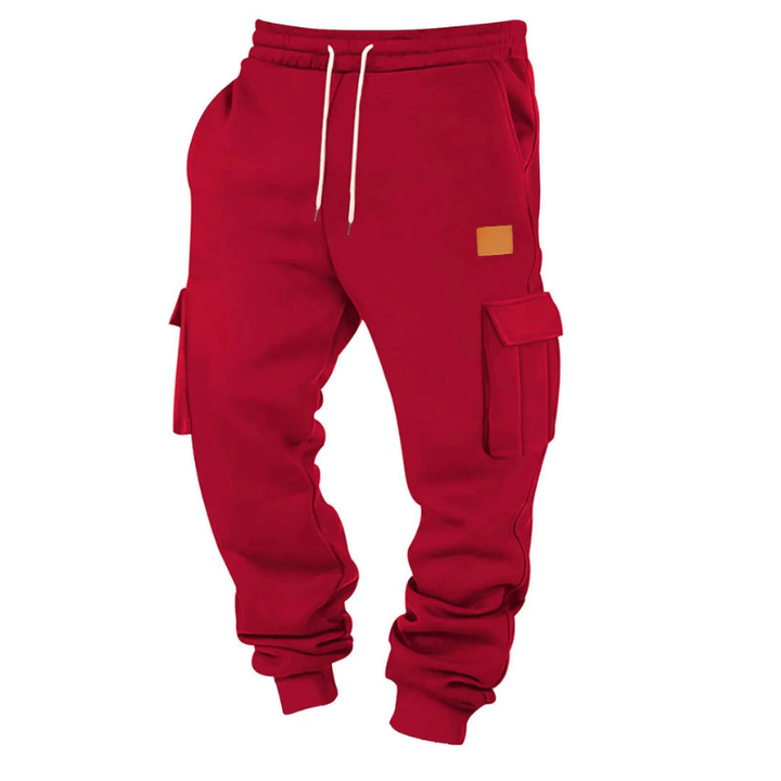 Men's Tapered Cargo Pants - Winter Casual - Red