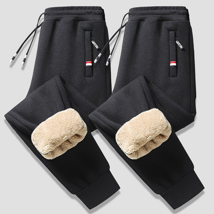 Men's Thermal Winter Pants - Warm & Comfortable 2-Pack - Black + Black