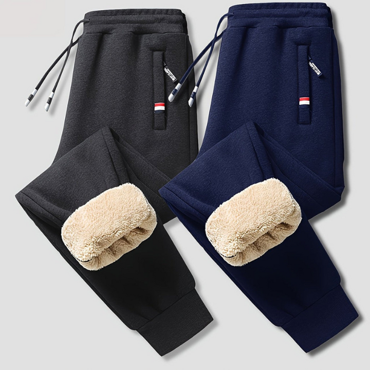 Men's Thermal Winter Pants - Warm & Comfortable 2-Pack - Black + Blue