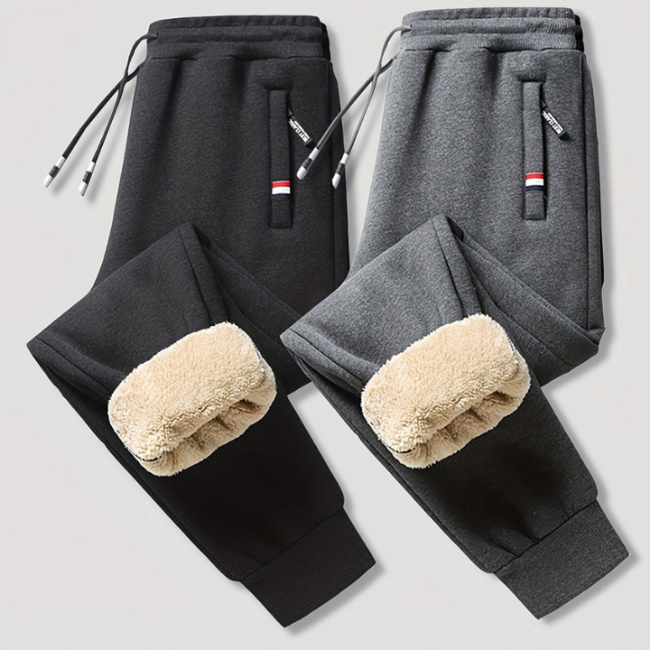 Men's Thermal Winter Pants - Warm & Comfortable 2-Pack - Black + Grey