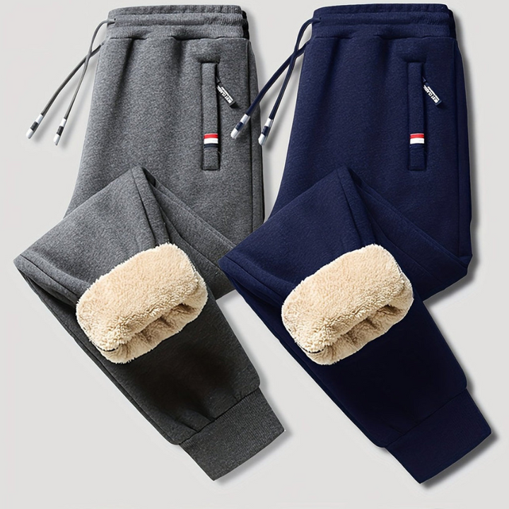 Men's Thermal Winter Pants - Warm & Comfortable 2-Pack - Grey + Blue