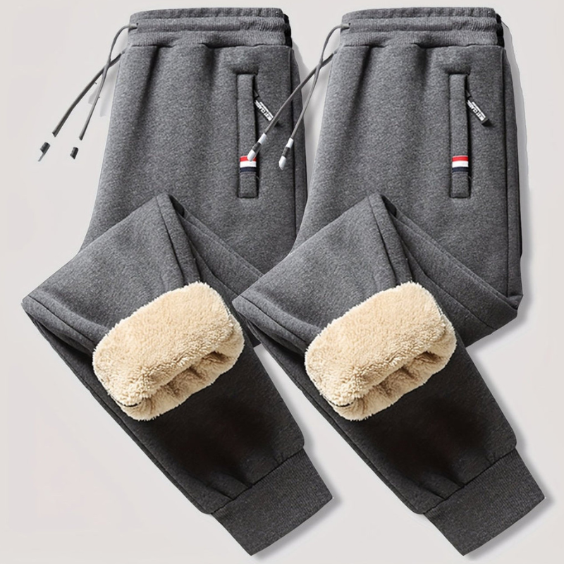 Men's Thermal Winter Pants - Warm & Comfortable 2-Pack - Grey + Grey