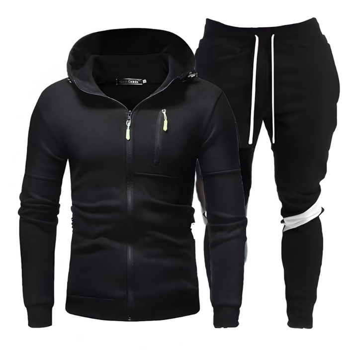 Men's Training Set Hoodie & Joggers - Sporty Comfort Fit - Black