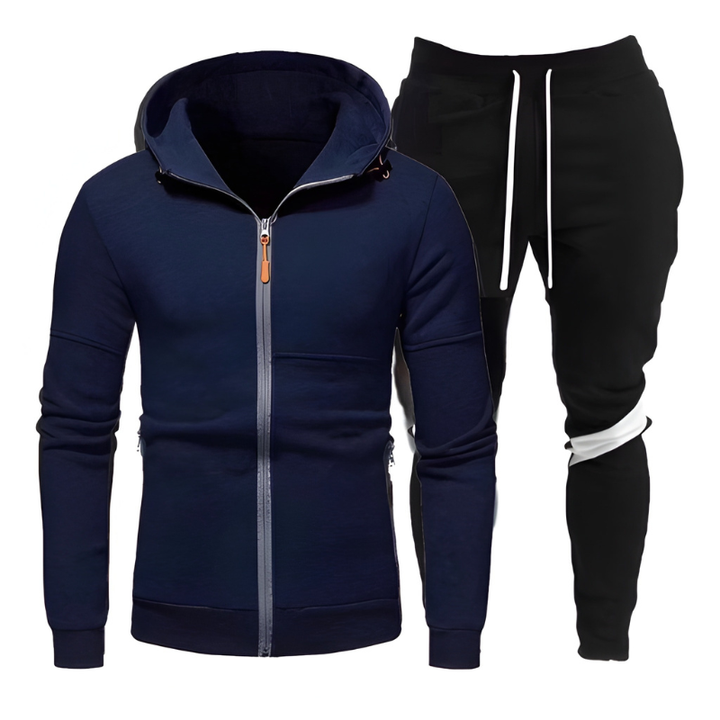 Men's Training Set Hoodie & Joggers - Sporty Comfort Fit - Blue