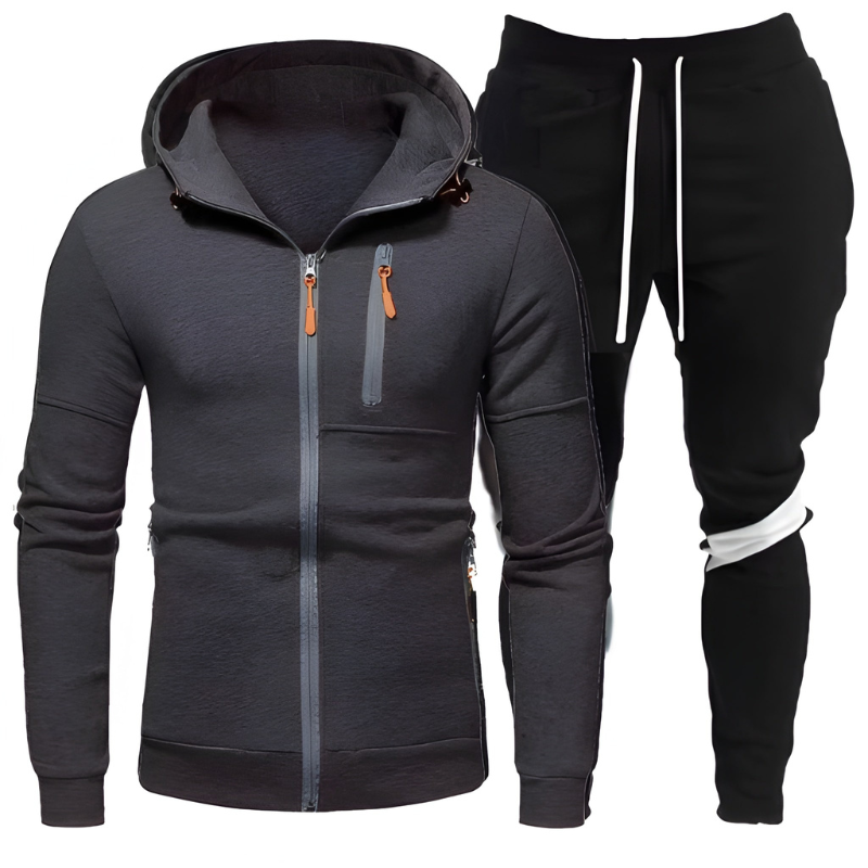 Men's Training Set Hoodie & Joggers - Sporty Comfort Fit - Dark Grey