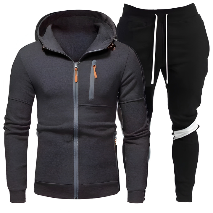 Men's Training Set Hoodie & Joggers - Sporty Comfort Fit - Dark Grey