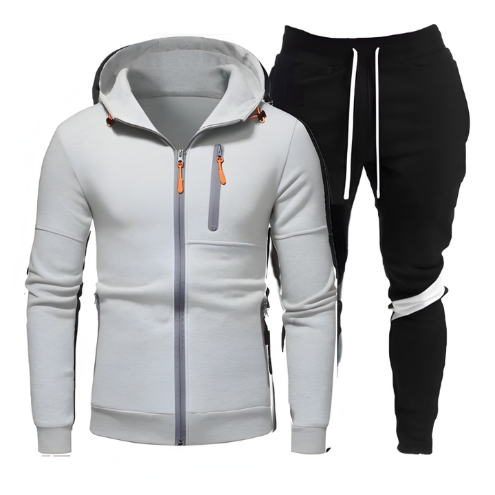 Men's Training Set Hoodie & Joggers - Sporty Comfort Fit - Grey