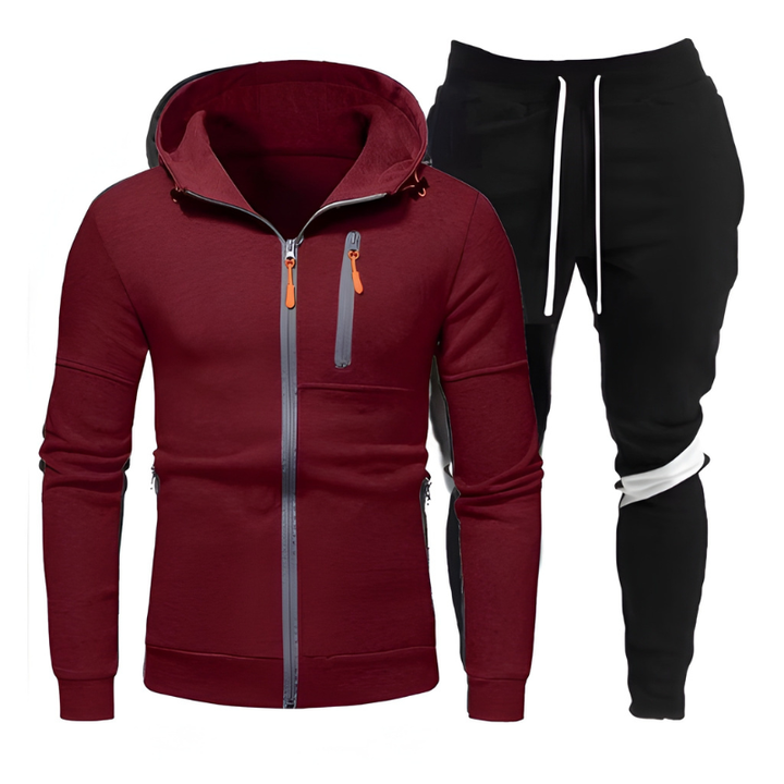 Men's Training Set Hoodie & Joggers - Sporty Comfort Fit - Red