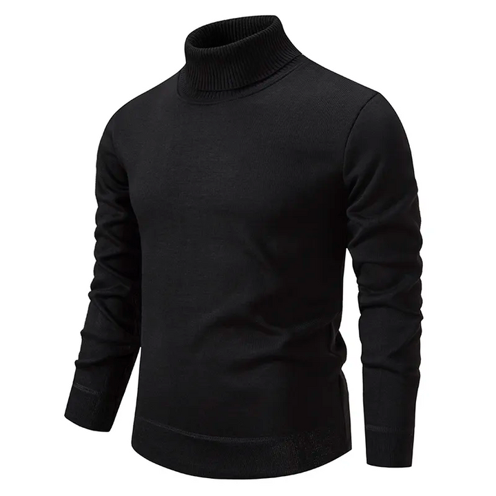 Men's Turtleneck Sweater - Classic Comfort Knit - Black