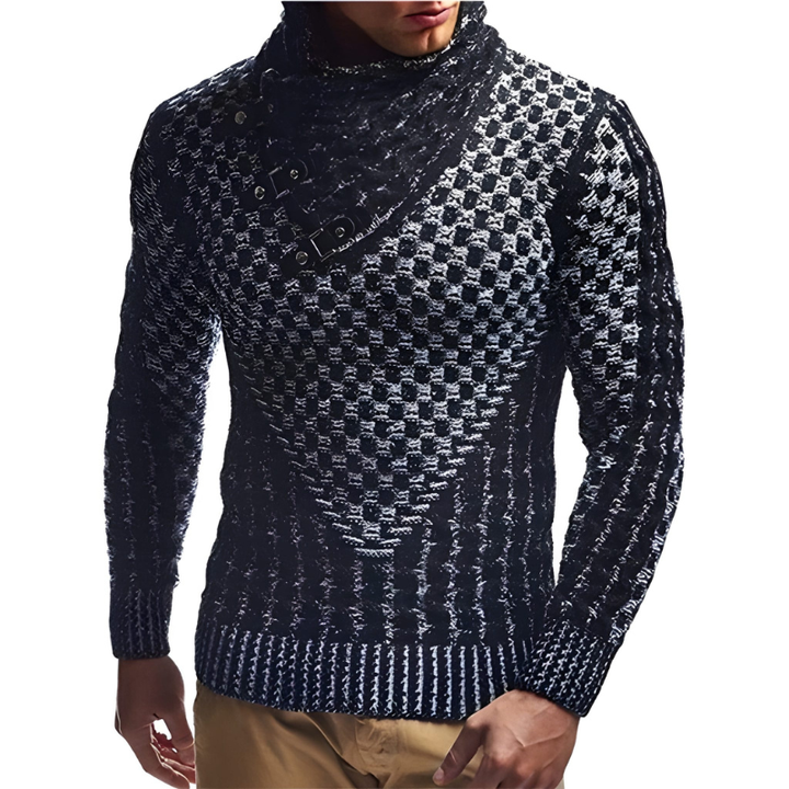 Men's Turtleneck Sweater - Soft Knit Warm Pullover - Blue