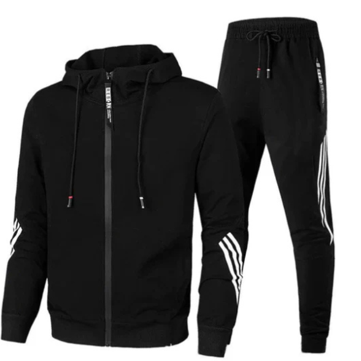 Men's Two-Piece Training Set - Hoodie & Joggers - Black