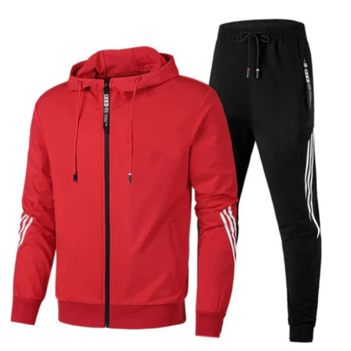 Men's Two-Piece Training Set - Hoodie & Joggers - Red