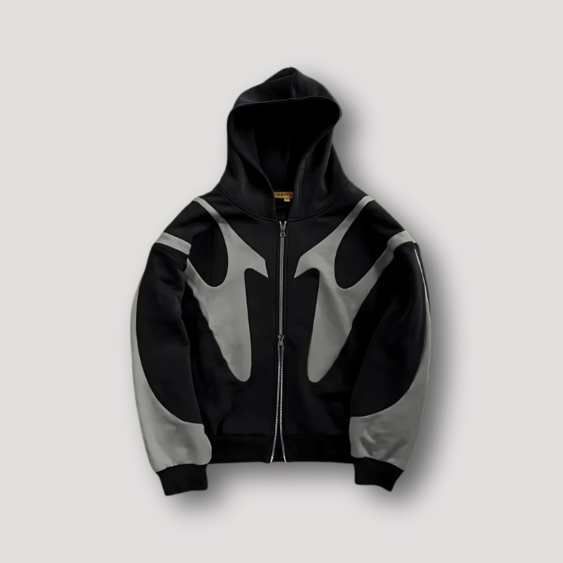 Men's Urban Hoodie - Casual Streetwear Zip - Black
