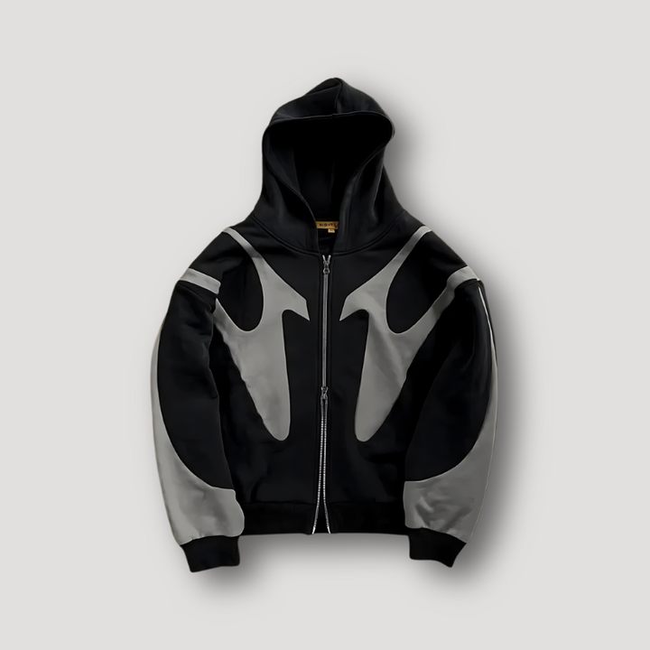 Men's Urban Hoodie - Casual Streetwear Zip - Black