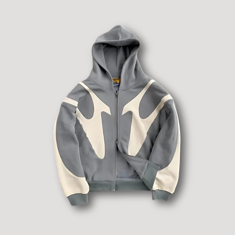 Men's Urban Hoodie - Casual Streetwear Zip - Grey