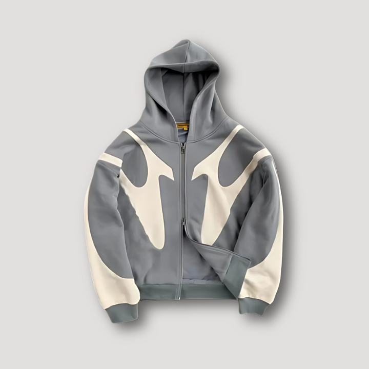 Men's Urban Hoodie - Casual Streetwear Zip - Grey