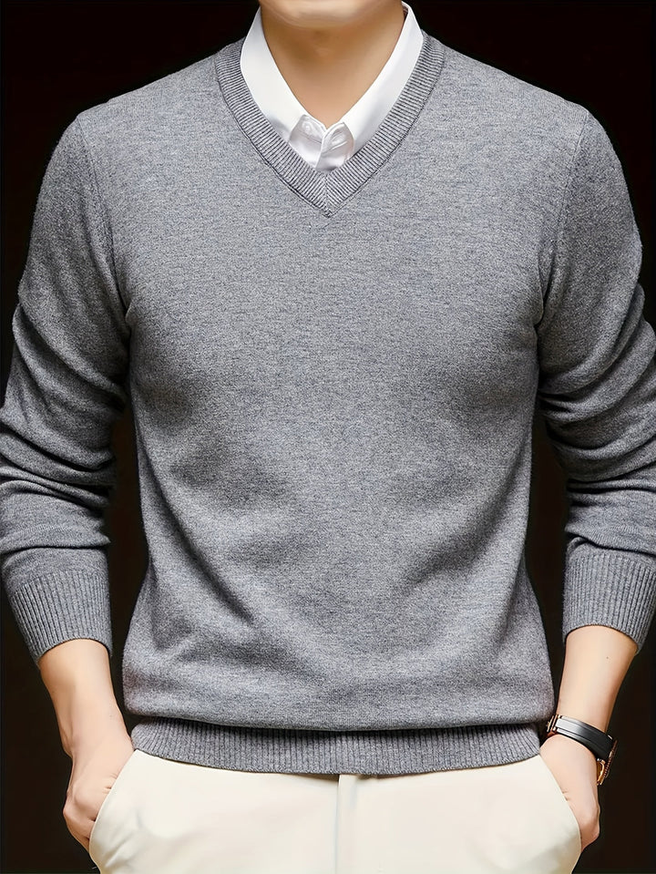 Men's V-Neck Sweater - Warm Casual Knit