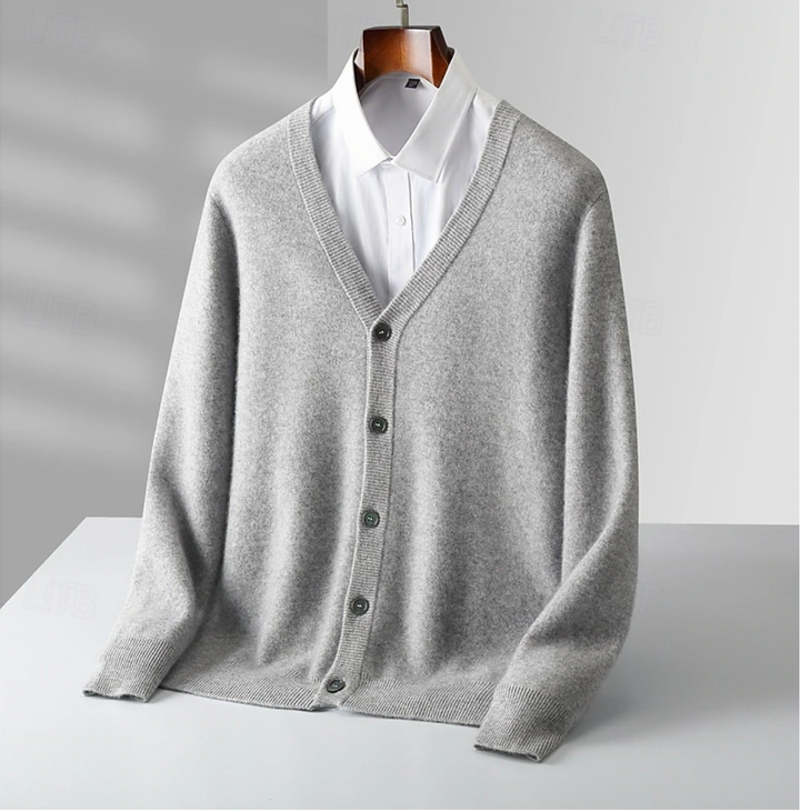 Men's V-Neck Vest with Button Closure - Classic Fit - Grey