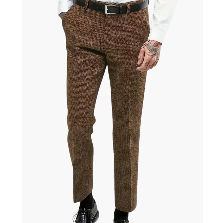 Men's Vintage Slim Fit Dress Pants - Timeless Elegance - Brown