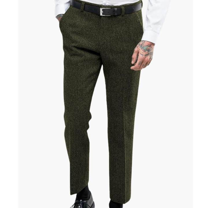Men's Vintage Slim Fit Dress Pants - Timeless Elegance - Green