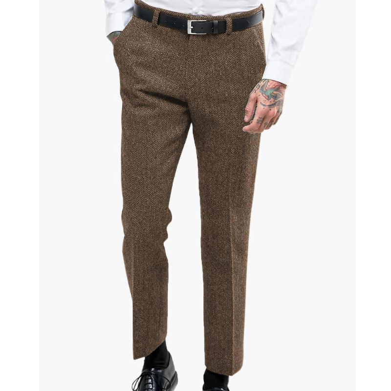 Men's Vintage Slim Fit Dress Pants - Timeless Elegance - Khaki