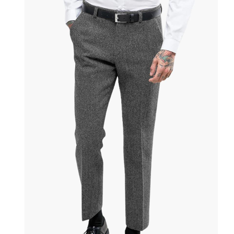 Men's Vintage Slim Fit Dress Pants - Timeless Elegance - Light Grey