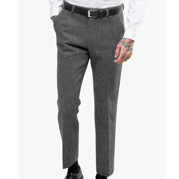 Men's Vintage Slim Fit Dress Pants - Timeless Elegance - Light Grey