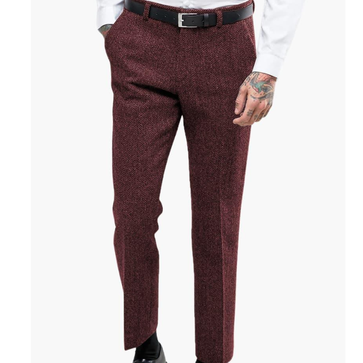 Men's Vintage Slim Fit Dress Pants - Timeless Elegance - Red