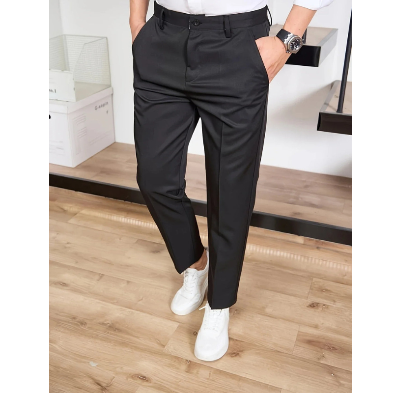 Men's Wide-Leg Trousers - Business Casual Fit - Black