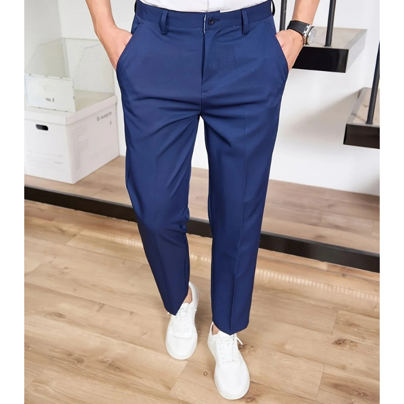 Men's Wide-Leg Trousers - Business Casual Fit - Blue